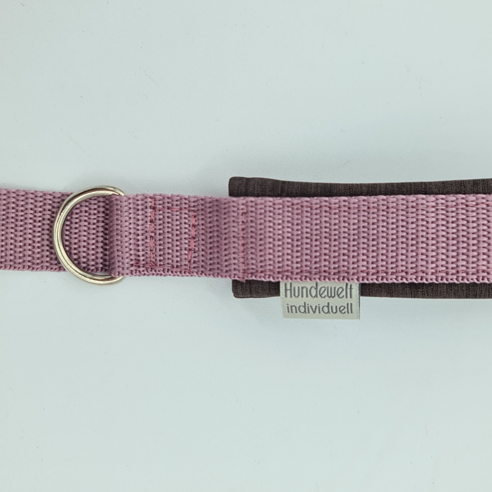 Leine mit weicher Handschlaufe altrosa mauve-braun